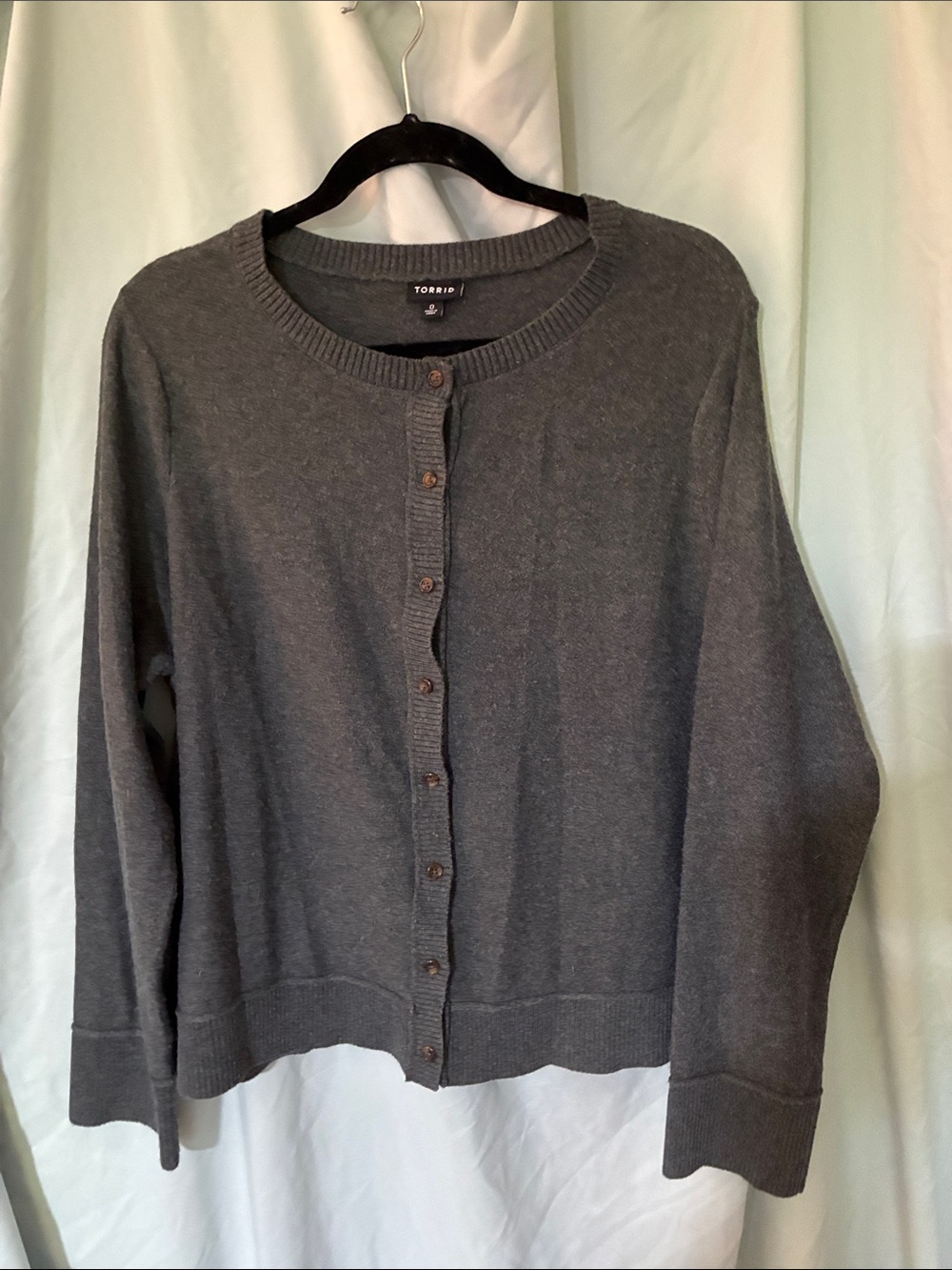 torrid Charcoal Gray Button-Up Crewneck Cardigan